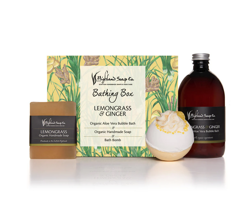 Highland Soap Co Scottish Lemmongrass And Ginger Organic Bathing Box Sets