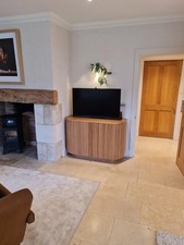 Bespoke Oak Reeded TV Lift media Unit Hidden TV Cabinet Up to 43" Flat Screen