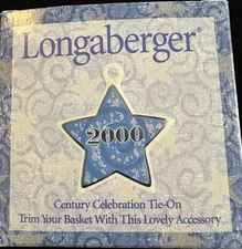 Longaberger Year 2000 Century Celebration Tie-On For Baskets in Box 36196 NOS