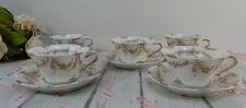Set of 5 Antique Theodore Haviland Limoges Schleiger 145 Cups and Saucers