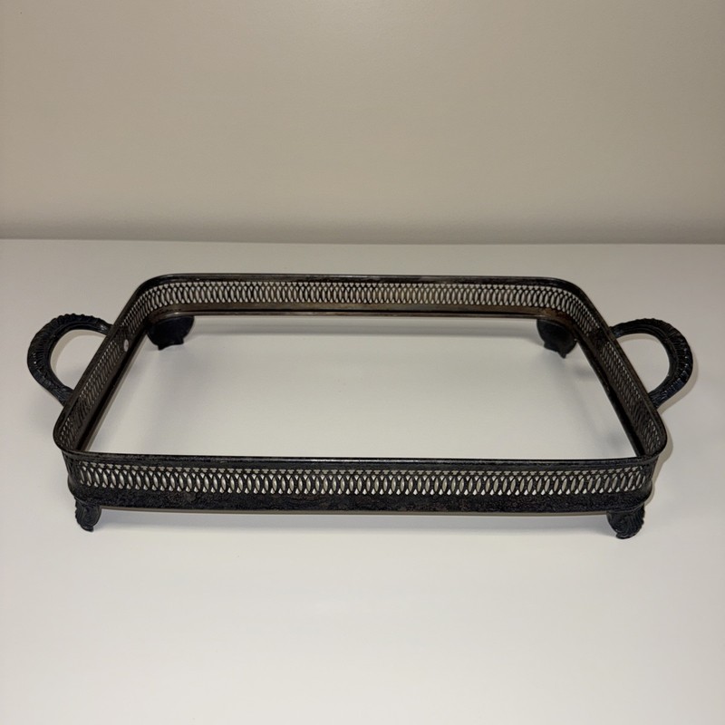 Vintage FB Rogers Silverplate Casserole Holder Buffet Footed Holds 9” x 15” Dish