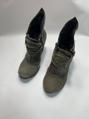 Irregular Choice Miaow Damen Stiefeletten Oliv Veloursleder