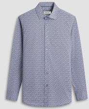 BUGATCHI Dusty Blue James Abstract OoohCotton Long Sleeve Shirt NEW 2XL XXL