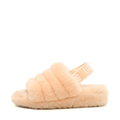 UGG Damen Fluff Yeah Slide Hausschuhe Beige Lammfell Echtes Pantoletten EU 36