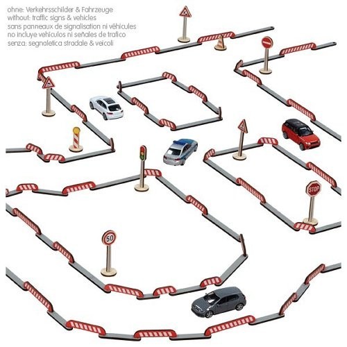 Circuit de construction Flexi Roads avec 135 éléments modulables pour petites voitures d'enfant