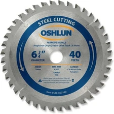 Oshlun SBF-067540 6-3/4-Inch 40 Tooth TCG Saw Blade with 20mm Arbor for Mild... 