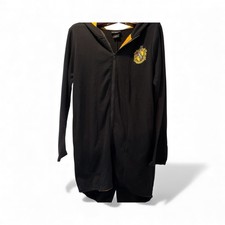Harry Potter Wizarding World HUFFLEPUFF Zip Hoodie Cloak SZ Large LONG Black