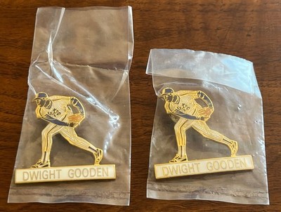 2 Vintage 1985 Dwight Doc Gooden Cy Young New York Mets MLB Baseball Enamel Pins