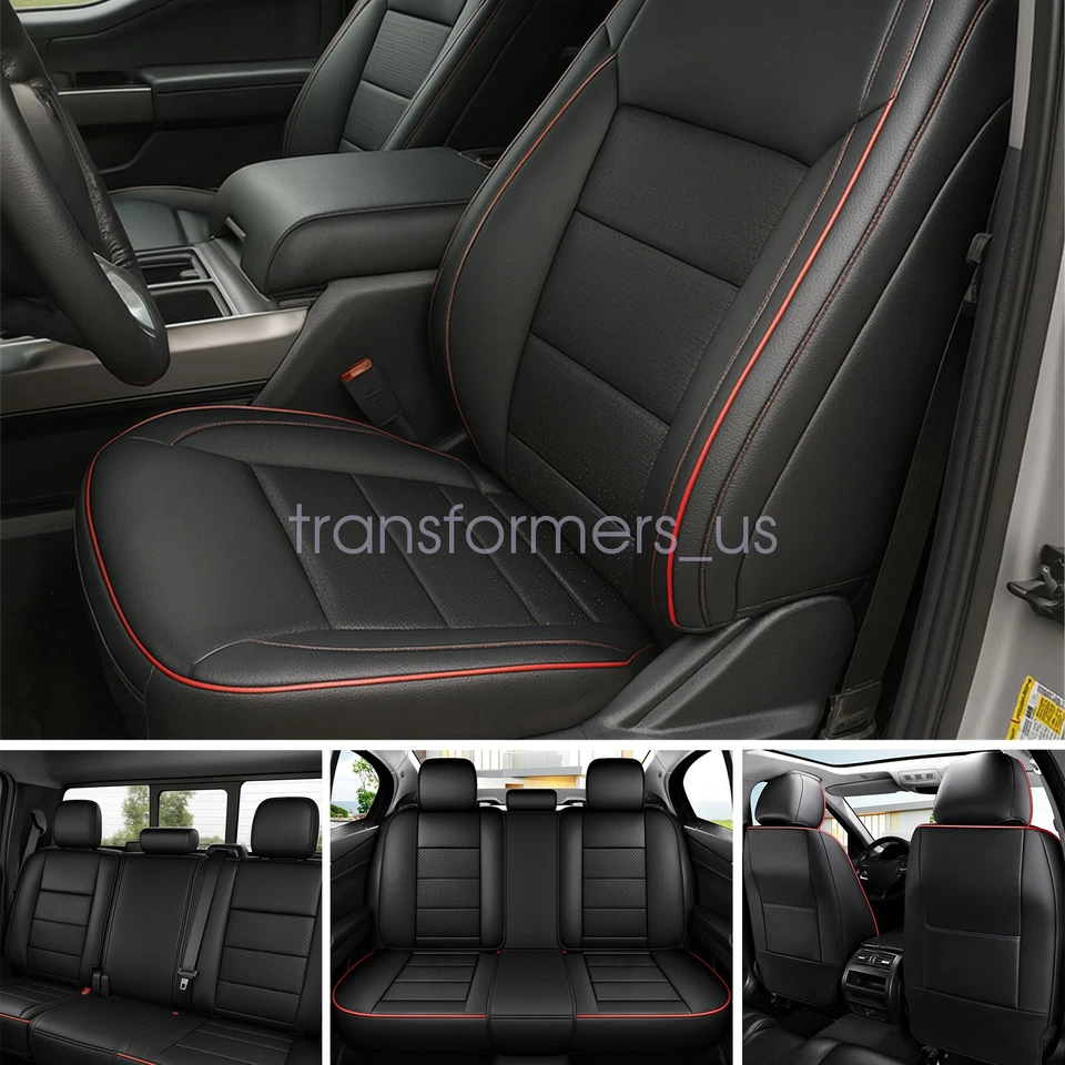 Fits 2009-2022 Ford F150 Crew Cab Leather Car Seat Covers Full Set Front & Rear Foto 4 de 4