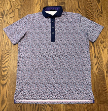 Greyson Golf Shirt Mens Large Polo Floral Pattern Moisture Wicking