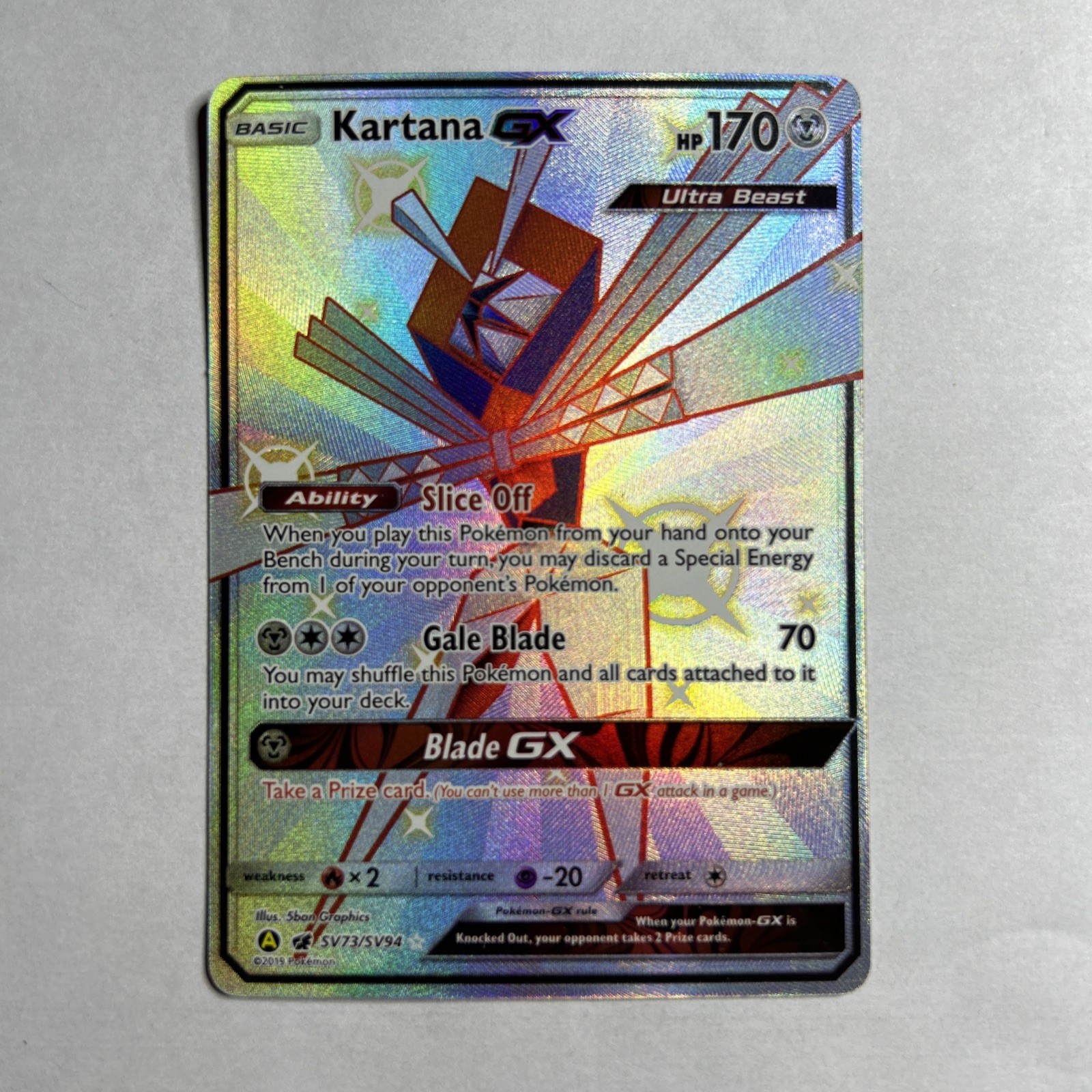 Kartana GX Shiny Holo Rare Hidden Fates: Shiny Vault SV73/SV94 NM