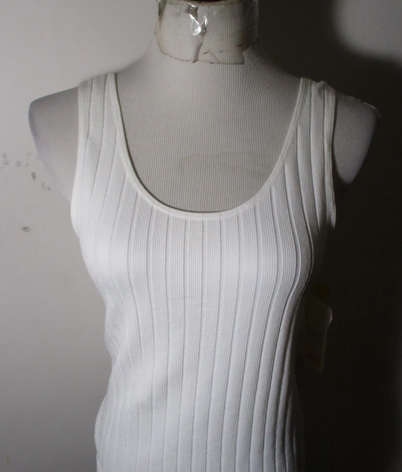 Top C&C CALIFORNIA Blanco Elástico Sin Mangas Talla L/XL NUEVO CON ETIQUETAS Foto 2 de 4