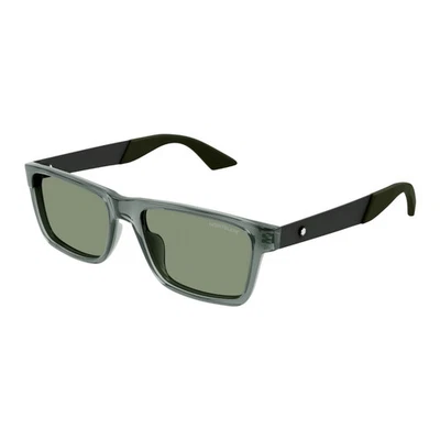 Montblanc Hombre Transparente Gris Rectángulo Verde Lente - MB0299S-003-56 NUEVO - Imagen 1 de 4