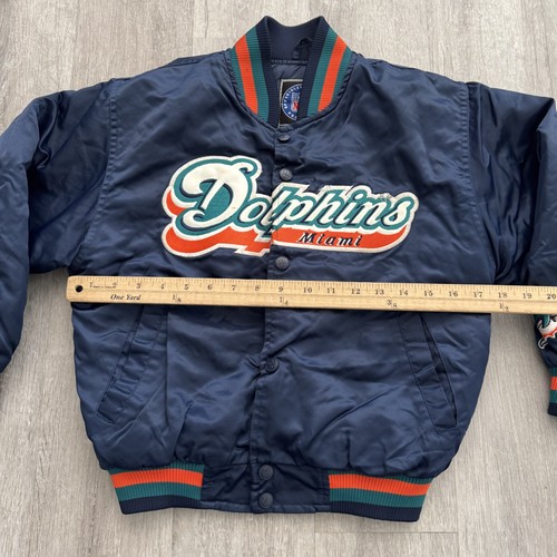 Vintage Miami Dolphins Jacket Kids Small(8) Blue NFL Football Pro Player 90s - Picture 3 of 5