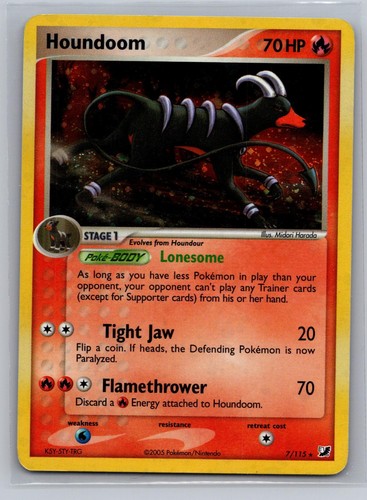 Houndoom 7/115 Holo Rare Unseen Forces Pokemon Moderately Played
