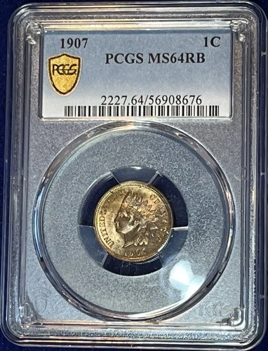 1907 Indian Cent PCGS MS64 RB Mostly Red