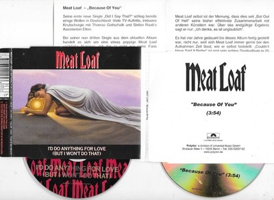 2 x MEAT LOAF - i d do anything for love  + because of you PROMO - CD s