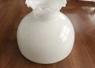 Milk White Glass Ruffled Top Hurricane Lamp Shade Globe 10” Vintage