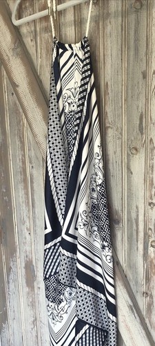 Ann Taylor Bandeau Bathing Suit cover Up Blue White Halter Tie Vacation Small - Picture 2 of 13