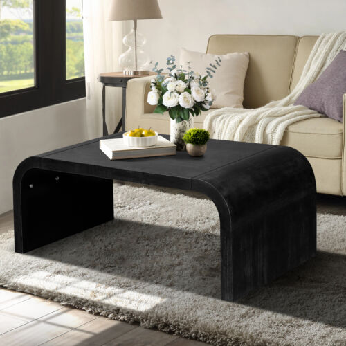 Farmhouse Vintage Crafts Coffee Table,Curved Art Deco Design, Easy Assembly, 48