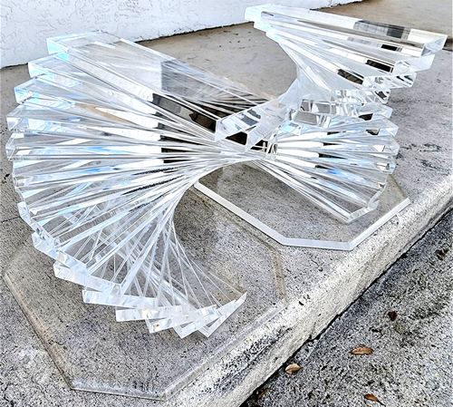 Vintage Marble & Lucite Coffee Table - Picture 5 of 13