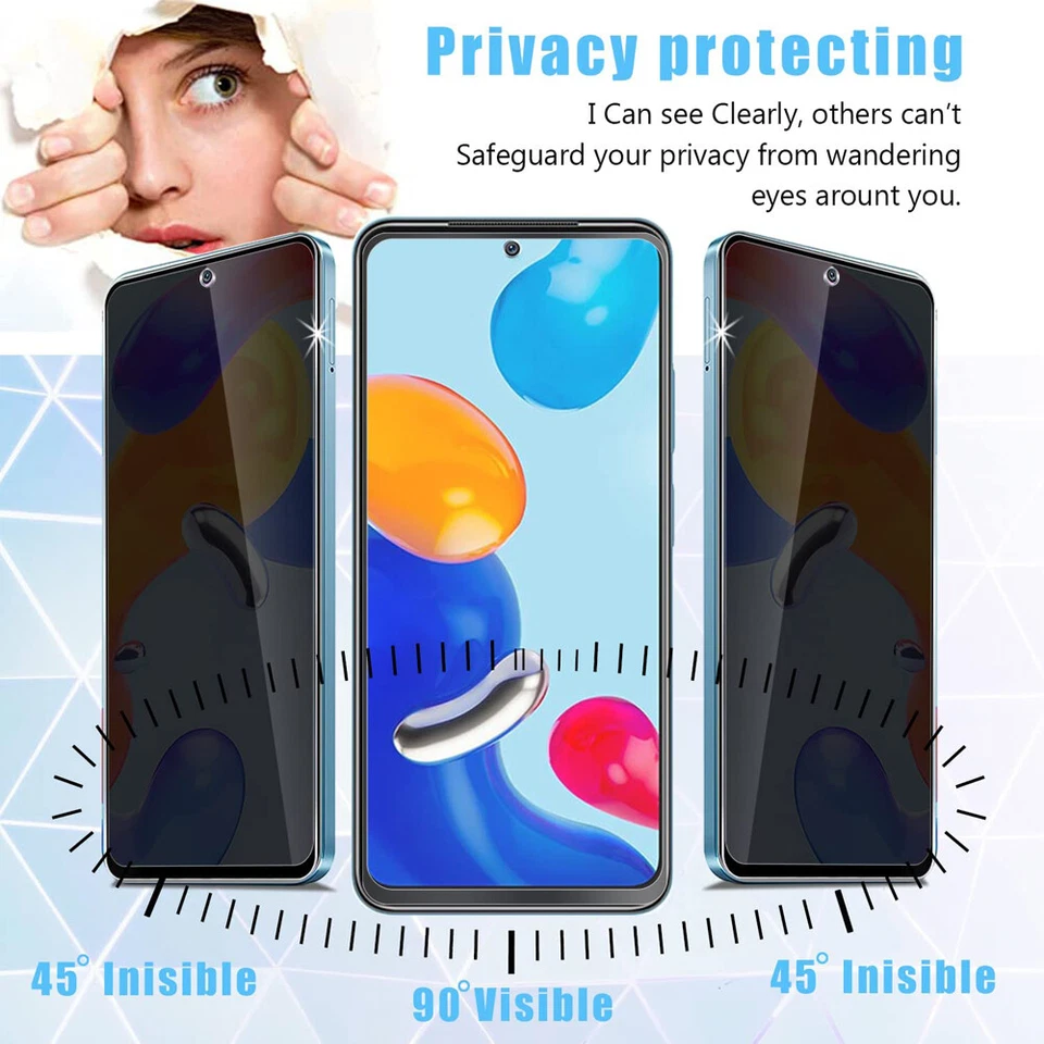 For Xiaomi Redmi Note 14 13 12 Pro 11 10 Privacy Tempered Glass Screen Protector - Image 3 of 4