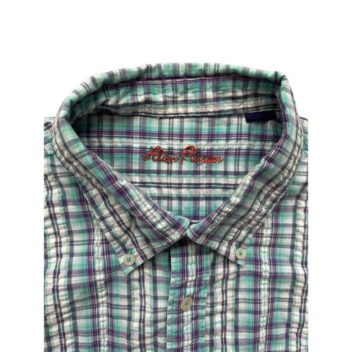 Camicia uomo Alan Flusser multicolore a quadri con bottoni manica lunga taglia XXL - Foto 4 di 7