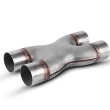2.5 3 Universal Crossover X Pipe Dual Stainless Steel Muffler Exhaust Tip