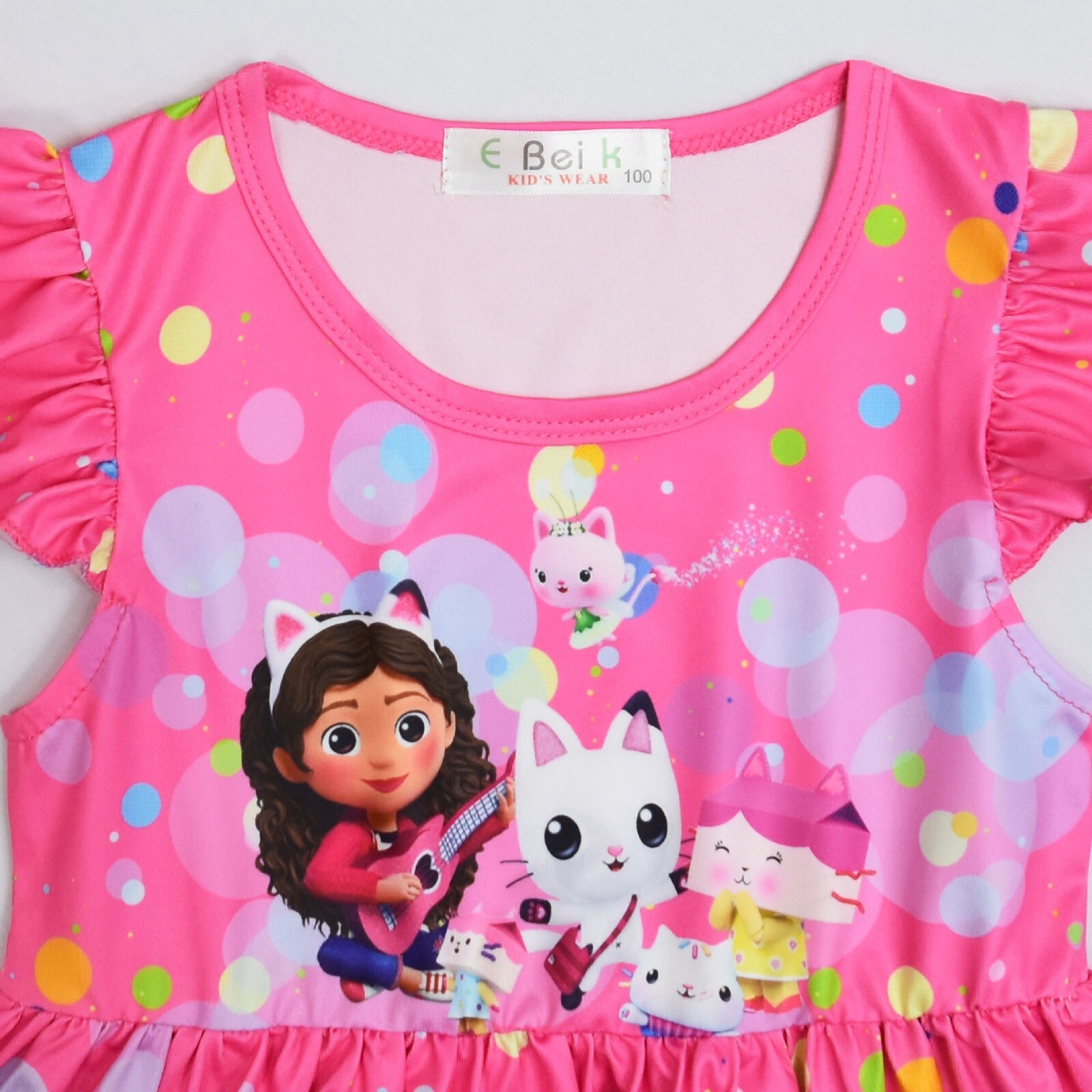 Cartoon Gabby's Dollhouse Dress Girls Princess Dresses Ruffle