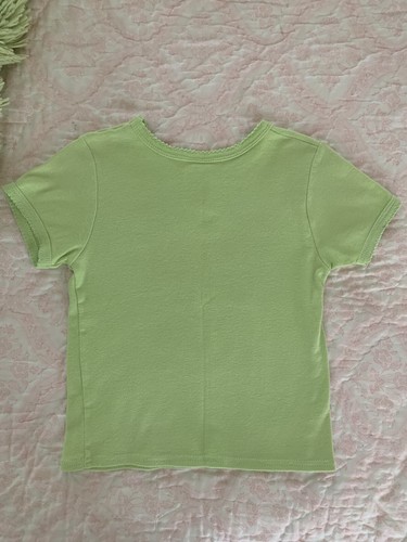 Healthtex Shirt Crewneck VTG Short Sleeve Hearts Love Lime Green Pink Girls 4 - Picture 3 of 8