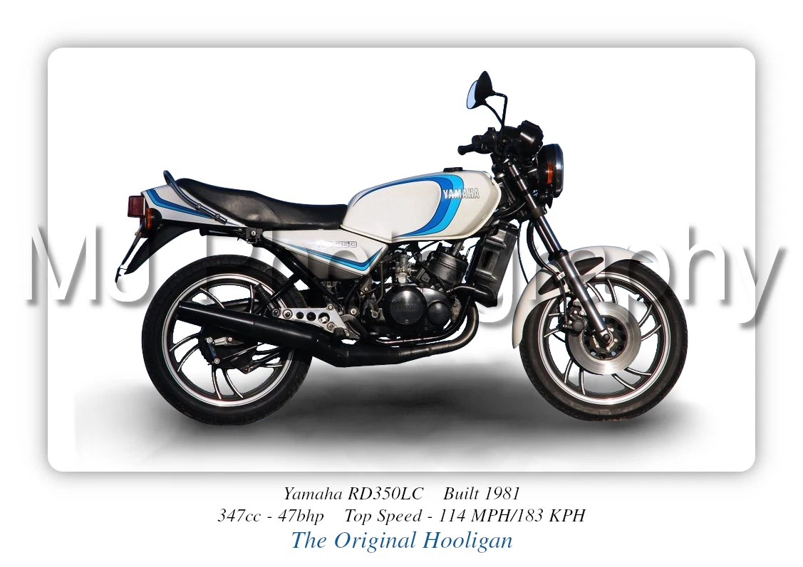 Yamaha RD350LC Motorcycle A3 Size Poster Print on Photographic