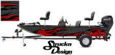 Graphic Pontoon Wrap Gray Red Tribal Fishing Abstract Bass Boat Fish Decal Vinyl