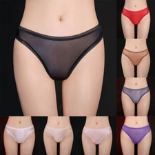 Women Sheer Shiny See-through Knickers Briefs Underwear Panties Elastic Lingerie