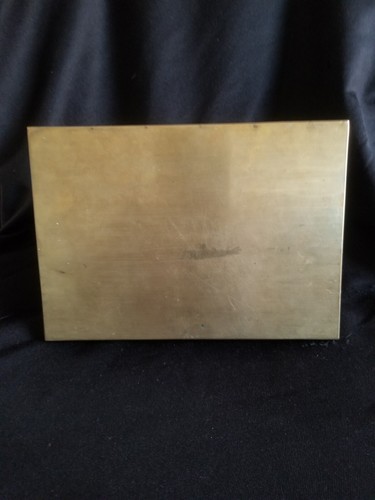 Vintage chinesisches graviertes massives Messing Teetablett mit zwei Musikerszene - 6" x 9" - Bild 14 von 15