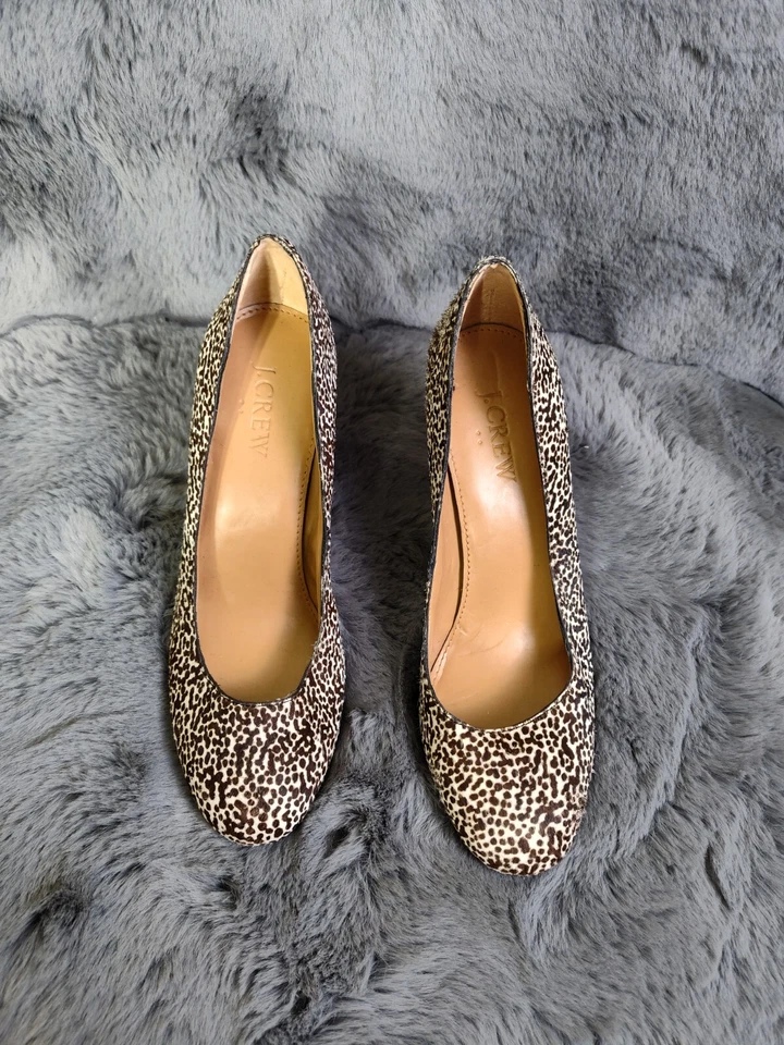 J.Crew женщин каблуки 5 1/2 коричневый икры волос круглый носок в горошек блок туфли-лодочки - Изображение 3 из 4