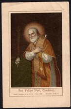 santino antico de San Felipe Neri estampa image pieuse holy card 