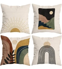 NEW Anthropologie (Set / 4) Boho Abstract Throw Pillow Cover Case Sham 18" x 18"