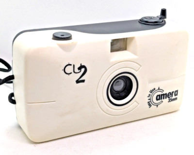 CU2 'Easy to Use' 35mm Film Camera White Basic Design Plastic Case Wrist Strap