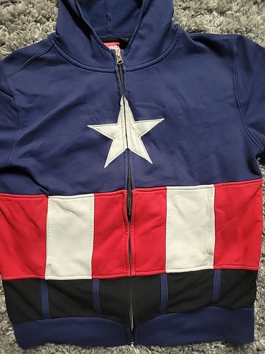 Marvel Mad Engine Captin America Sweatshirt Youth Hoodie Zip Up Mask XL 16-18 - Picture 8 of 12