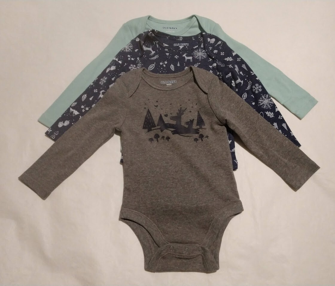 NWT Old Navy Reindeer Long Sleeve Bodysuits Pack 3-6 Months Baby