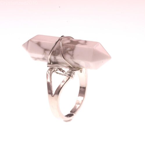 Natural Gemstones Hexagonal Pointed Reiki Chakra Beads Adjustable Ring Healing - Picture 23 of 63