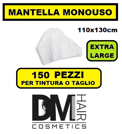 150 PEZZI MANTELLA MANTELLINA MONOUSO USA E GETTA COLORE TINTA TAGLIO 110x130cm