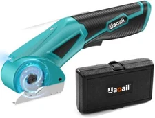 USB Cordless Electric Scissors Leather Rotary Cutter w/Safety Button & Led Light