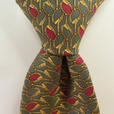 Brooks Brothers Makers Mens Neck Tie Silk Green Red Repp Geometric 4" 57" USA