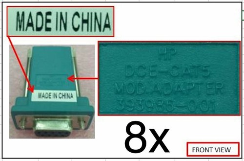 AF110A I HP RJ45-DB9 Serial Adapter 8 Pack RJ-45 Male-DB-9 Female 390929-001