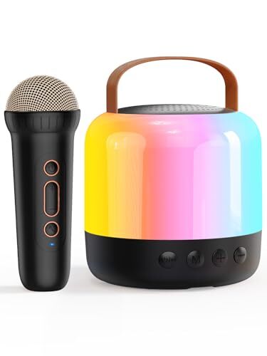 Mini Karaoke Machine Kids Microphone Portable Bluetooth 5.3 Jet Black-1 Mic