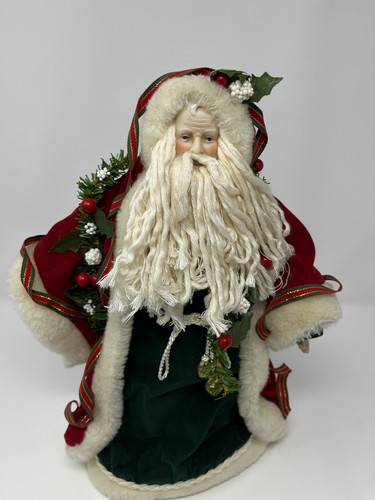 13" Christmas Santa Claus With Garland Holiday Tree Topper Table Decoration - Picture 2 of 8