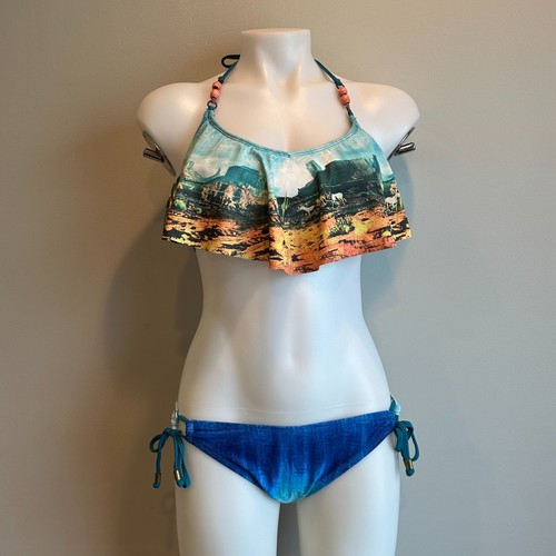 HOBIE Zweiteiler Western Landschaft Bikini Badeanzug Damen Gr. L Unterteil M Oberteil