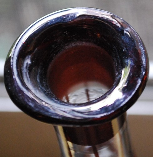 RARE Antique Victorian ETCHED GRAPEVINE DECANTER Art Glass Hand Cut PAINTED RED - Picture 6 of 24