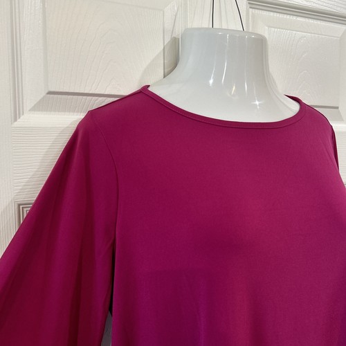 Susan Graver 1XL Petite Modern Essential Liquid Knit Tunic Blouse Raspberry Pink - Picture 5 of 9